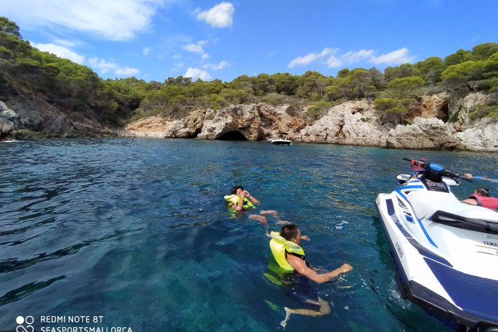 a group of people swimming in a body of water