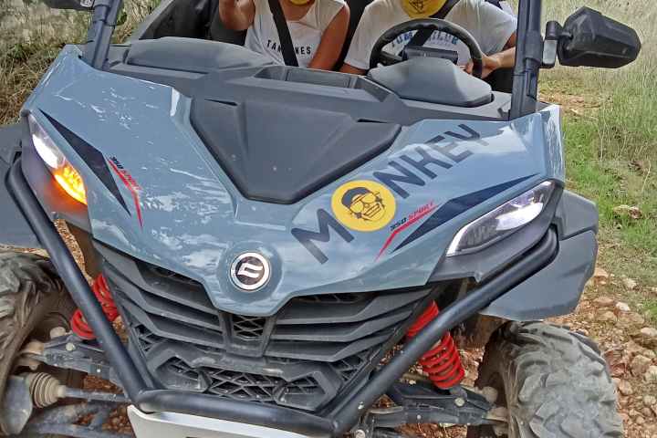 a motorcycle parked on top of a car