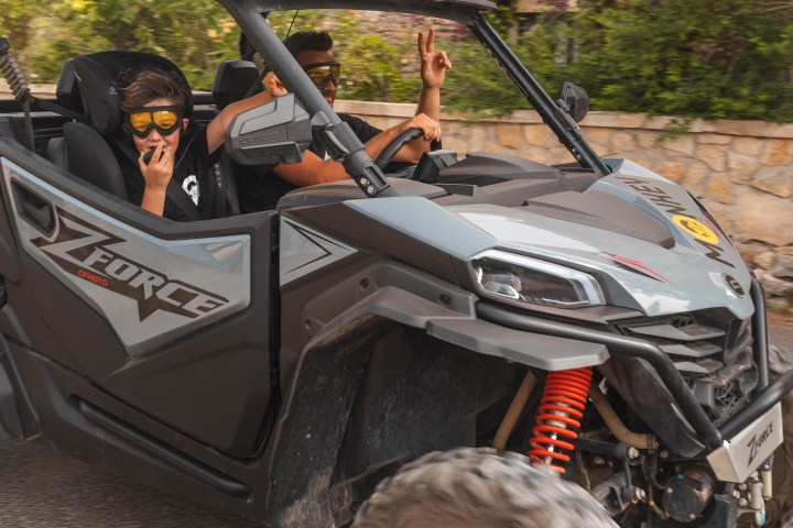 a motorcycle parked on the side of a road